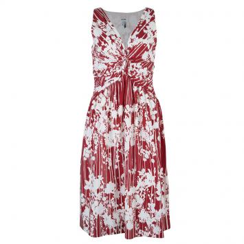 مملوكة مسبقًا Moschino Red & White Print Knee Length Dress M