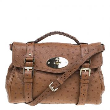 Pre Owned Mulberry Brown Ostrich Leather Alexa Satchel Bag