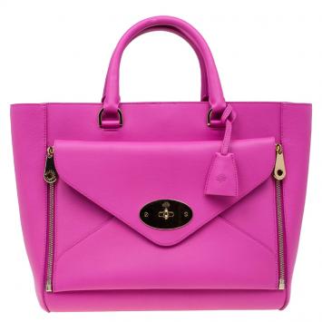 Pre Owned Mulberry Pink Leather Willow Tote