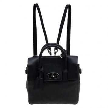 Pre Owned Mulberry Black Leather Mini Cara Delevingne Backpack Tote