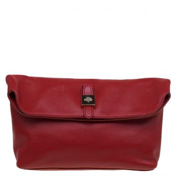 Pre Owned Mulberry Red Grained Leather Tessie Clutch
