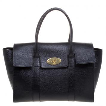 Pre Owned Mulberry Black Grained Leather Bayswater Tote