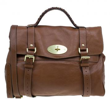 Pre Owned Mulberry Brown Soft Buffalo Leather Oversized Alexa Satchel Bag