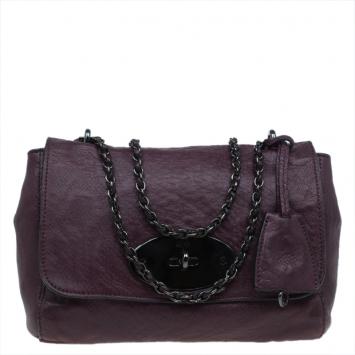 Pre Owned Mulberry Plum Snake Embossed Leather Small Lily Shoulder Bag