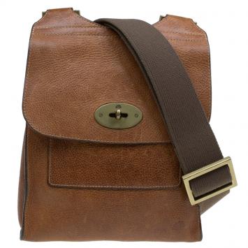 Pre Owned Mulberry Oak Natural Leather Antony Crossbody Bag