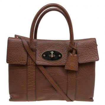 Pre Owned Mulberry Brown Pebbled Leather Double Sided Bayswater Satchel