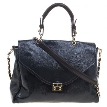 Pre Owned Mulberry Black Patent Leather Neely Top Handle Bag