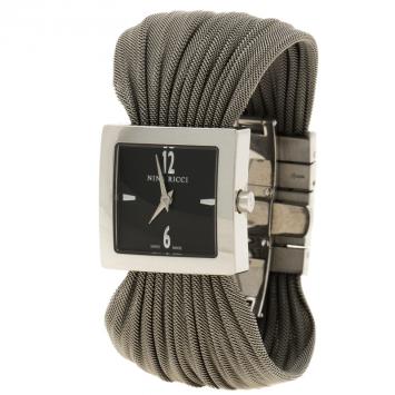 Pre Owned Nina Ricci Black Silver Stainless Women's N019.12 Quartz Watch 24mm