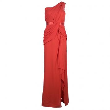 Pre Owned Notte By Marchesa One Shoulder Drape Chiffon Gown M
