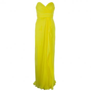 Pre Owned Notte by Marchesa Strapless Silk Chiffon Gown XS