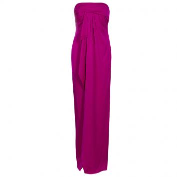 Pre Owned Notte By Marchesa Purple Strapless Evening Gown S