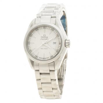 Pre Owned Omega White Stainless Steel Seamaster Aqua Terra Women's Wristwatch 30MM