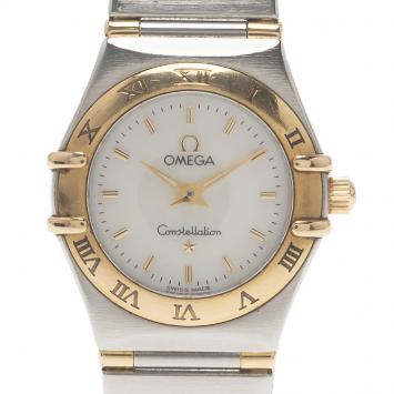 Pre Owned Omega Mother of Pearl 18K Yellow Gold and Stainless Steel Constellation Women's Wristwatch 22 MM