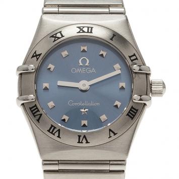 Pre Owned Omega Blue Mother of Pearl Stainless Steel Constellation My Choice Women's Wristwatch 22MM