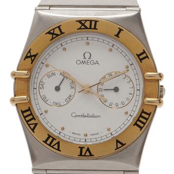 Pre Owned Omega White Stainless Steel and 18k gold Constellation Women's Wristwatch 32MM