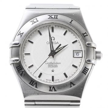 Pre Owned Omega White Stainless Steel Constellation Women's Wristwatch 35MM