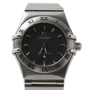 Pre Owned Omega Black Stainless Steel Constellation Women's Wristwatch 22MM