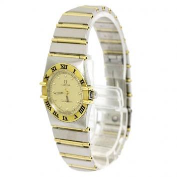 Pre Owned Omega Gold 18K Yellow Gold and Stainless Steel Constellation Women's Wristwatch 22MM