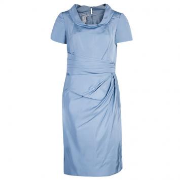 Pre Owned Oscar de la Renta Blue Short Sleeve Dress M