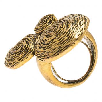 مملوكة مسبقًا Oscar de la Renta Circular Swirls Gold Tone Ring Size 56
