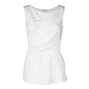 Pre Owned Oscar de la Renta Off-white Sleeveless Top M
