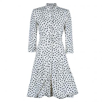 Pre Owned Oscar De La Renta Polka-dot Dress Coat M