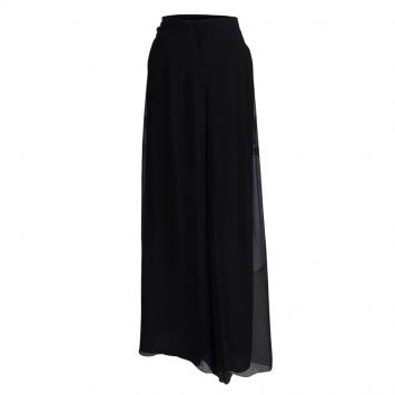Pre Owned Oscar De La Renta Black Silk Palazzo Pants XL