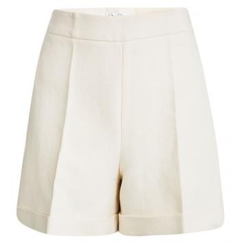 Pre Owned Oscar De La Renta Cream Wool High Waist Shorts S