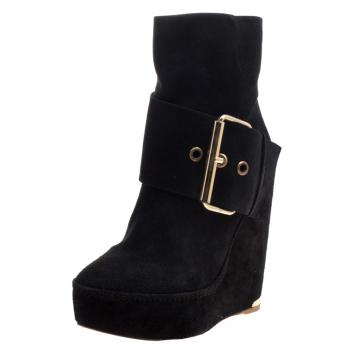 Pre Owned Paloma Barceló Black Suede Annapurna Wedge Ankle Boots Size 37