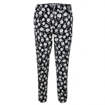 Pre Owned Paul and Joe Black Floral Lurex Jacquard Tailored Trousers L