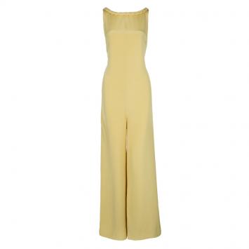 Pre Owned Paul and Joe Pale Yellow Scoop Back Sleeveless Silk Jumpsuit M