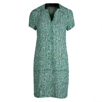 Pre Owned CH by Carolina Herrera Green Textured Short Sleeve Shift Dress S