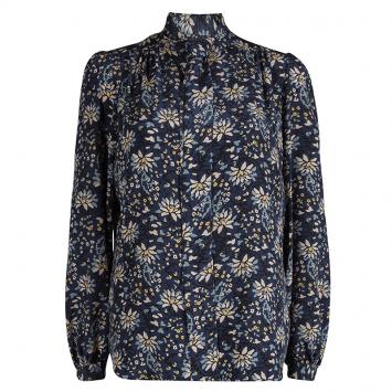 Pre Owned Paul And Joe Blue Floral Printed Tie Detail Josefine Blouse L