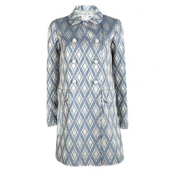 Pre Owned Paul and Joe Embossed Jacquard Double Breasted Coat S