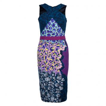 Pre Owned Peter Pilotto Multicolor Print Criss Cross Sleeveless Dress M