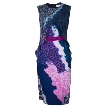 Pre Owned Peter Pilotto Multicolor Print Cross Column Sleeveless Dress M