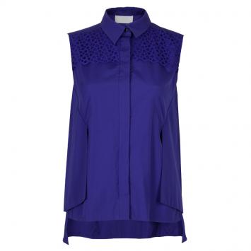 Pre Owned Peter Pilotto Blue Broderie Anglaise Sleeveless Shirt S