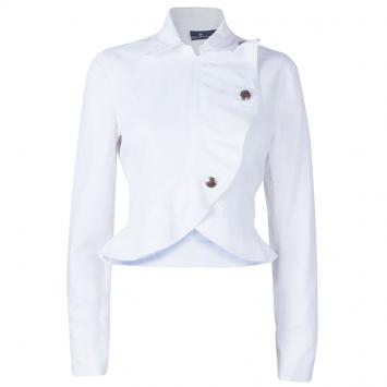 Pre Owned Philipp Plein White Peplum Denim Jacket M