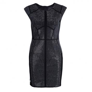 Pre Owned Philipp Plein Black Studded Short Sleeve Dress M