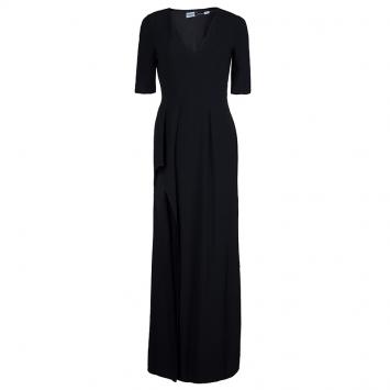 Pre Owned Philosophy Black Short Sleeve Slit Detail Maxi Dress S