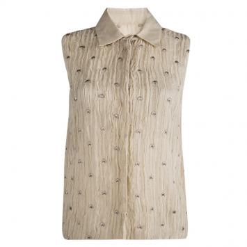 Pre Owned Philosophy Di Alberta Feretti Beige Embroidery Detail Sleeveless Sheer Top M