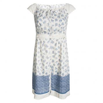 Pre Owned Philosophy di Alberta Ferretti Off White Floral Printed Cut Out Lace Detail Dress S