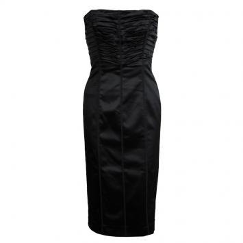 Pre Owned Philosophy di Alberta Ferretti Black Strapless Satin Dress M