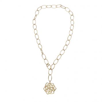 Pre Owned Piaget Rose Diamond Yellow Gold Long Oval Chain Necklace
