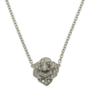 Pre Owned Piaget Rose Pendant Diamond & 18K White Gold Necklace