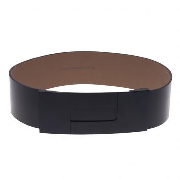 Pre Owned Porsche Design Black Leather Black Logo Waist Belt 80CM
