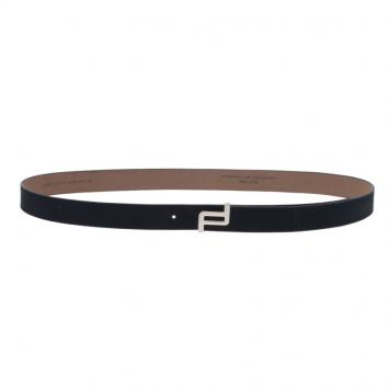 Pre Owned Porsche Design Dark Grey Leather Silver Logo Skinny Belt 95CM