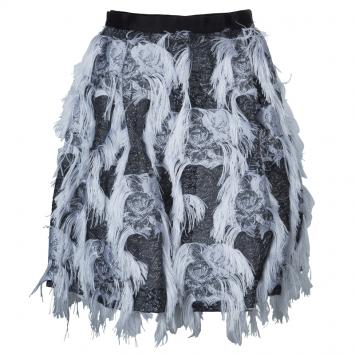 Pre Owned Prabal Gurung Grey Fringe Detail Skirt M