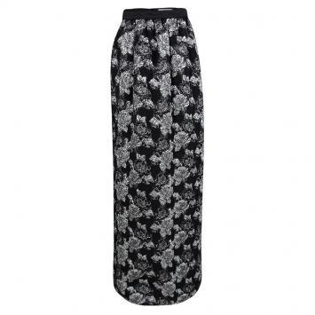 Pre Owned Prabal Gurung Black Metallic Floral Textured Maxi Skirt M