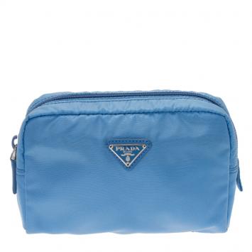 Pre Owned Prada Blue Nylon Vela Cosmetic Pouch